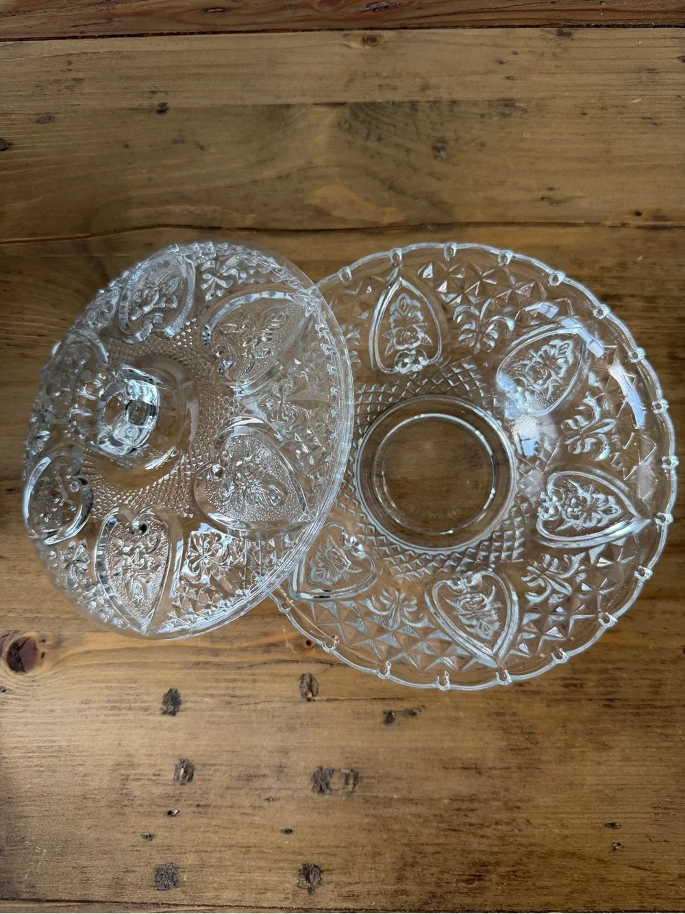 Clear Pressed Glass Covered Serving Bowl - Decorative Home Dining Dish